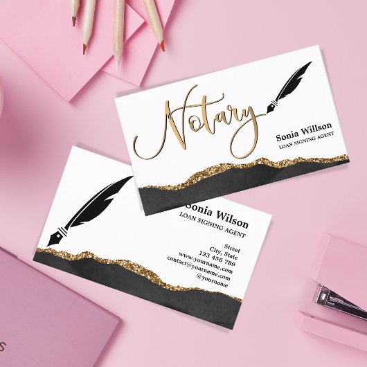 プロフェッショナル公証人ローン署名エージェントブラック金ゴールド 名刺