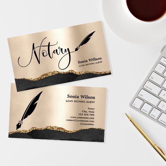 プロフェッショナル公証人ローン署名エージェントブラック金ゴールド 名刺