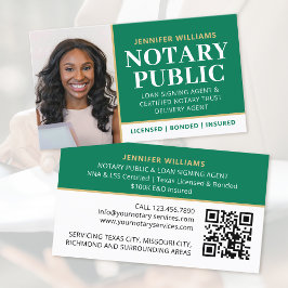 プロフェッショナル公証人公開写真QRコードグリーン 名刺