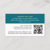 プロフェッショナル公証人公開写真QRコードティール(緑がかった色) 名刺 (裏面)