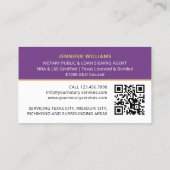 プロフェッショナル公証人公開写真QRコードパープル 名刺 (裏面)