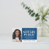 プロフェッショナル公証人公開写真QRコードブルー 名刺 (スタンド正面)