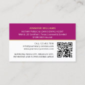 プロフェッショナル公証人公開写真QRコードマゼンタ 名刺 (裏面)