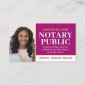 プロフェッショナル公証人公開写真QRコードマゼンタ 名刺 (正面)