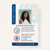 プロフェッショナル公証人公開写真QRコードID青 バッジ (正面)