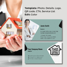 プロフェッショナル写真とブルー不動産仲介業者 名刺