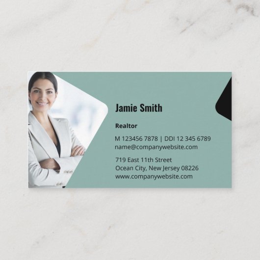 プロフェッショナル写真とブルー不動産仲介業者 名刺 (裏面)