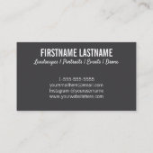 プロフェッショナル写真のダーク名刺 名刺 (裏面)