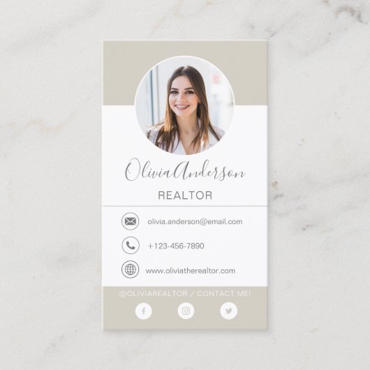 プロフェッショナル写真ベージュテラコッタ名刺 名刺 (正面)