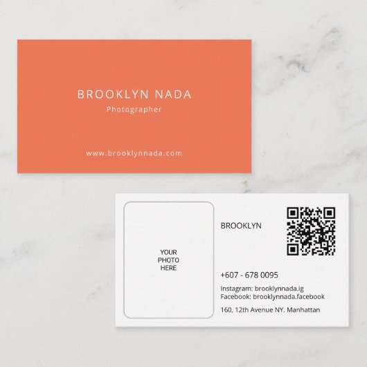 プロフェッショナル写真家カードデザインとQRcode 名刺 (正面/裏面)