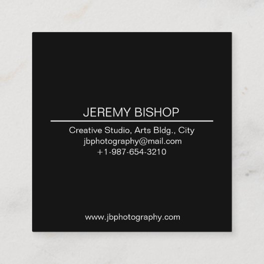 プロフェッショナル写真家スクエアビジネスカード スクエア名刺 (裏面)