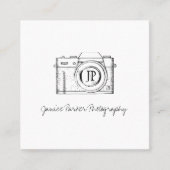 プロフェッショナル写真家QRコード白黒 スクエア名刺 (正面)