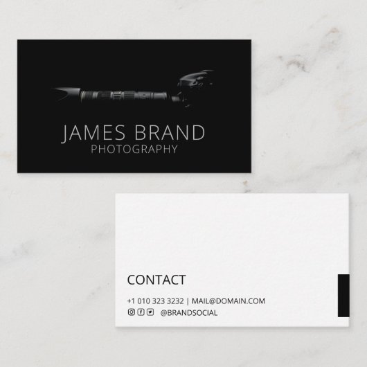 プロフェッショナル写真撮影カメラブラック 名刺 (正面/裏面)