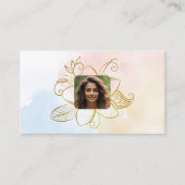 プロフェッショナル写真、QRコード、フローラ、パステル、カスタム 名刺 (正面)