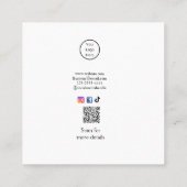 プロフェッショナル写真QRウェブサイトの電子メールのソーシャルモダン スクエア名刺 (裏面)