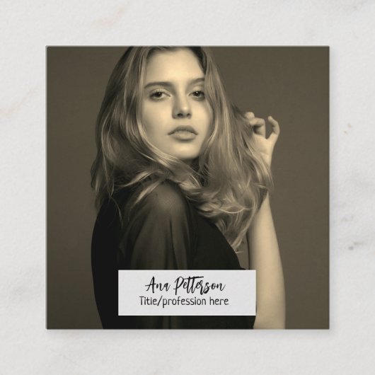 プロフェッショナル写真QRウェブサイトの電子メールのソーシャルモダン スクエア名刺 (正面)