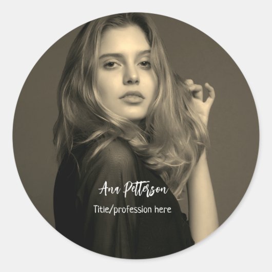 プロフェッショナル写真QRウェブサイトの電子メールのソーシャルモダン ラウンドシール (正面)