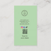 プロフェッショナル写真QRウェブサイトの電子メールのソーシャルモダン 名刺 (裏面)