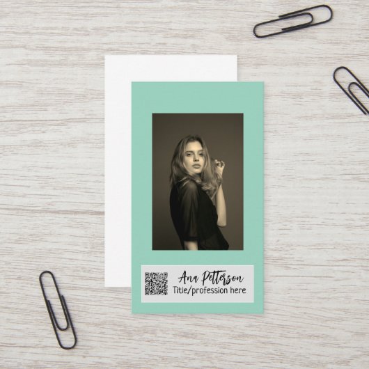 プロフェッショナル写真QRウェブサイトの電子メールのソーシャルモダン 名刺 (正面/裏面インサイチュ)