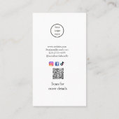 プロフェッショナル写真QRウェブサイトの電子メールのソーシャルモダン 名刺 (裏面)