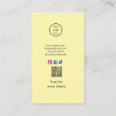 プロフェッショナル写真QRウェブサイトの電子メールのソーシャルモダン 名刺 (裏面)