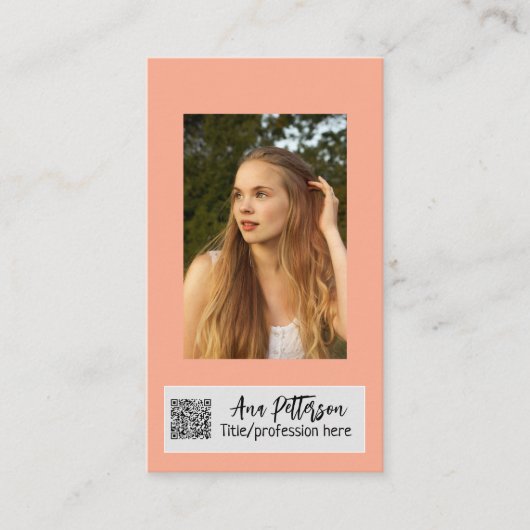 プロフェッショナル写真QRウェブサイトの電子メールのソーシャルモダン 名刺 (正面)