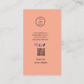 プロフェッショナル写真QRウェブサイトの電子メールのソーシャルモダン 名刺 (裏面)