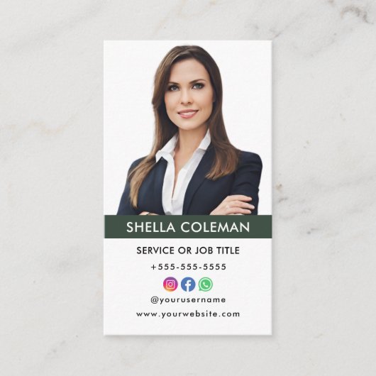 プロフェッショナル写真QrコードインスタグラムFacebook 名刺 (正面)