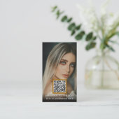 プロフェッショナル写真QRコードモダンスタイリッシュ金ゴールド 名刺 (スタンド正面)