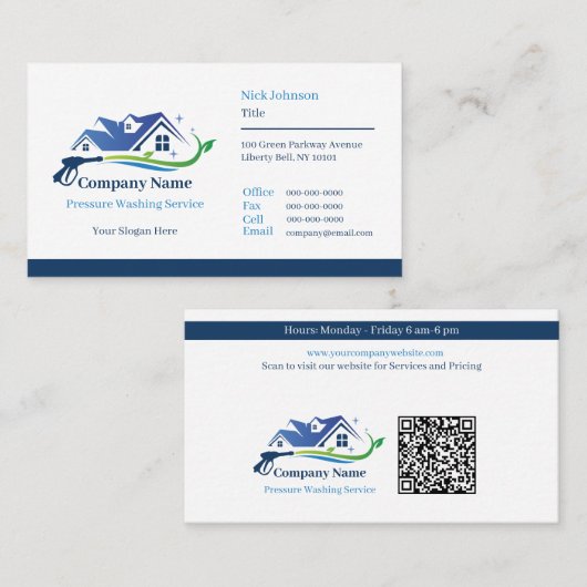 プロフェッショナル加圧洗浄カスタム会社 名刺 (正面/裏面)