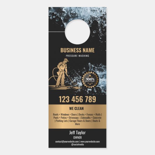 プロフェッショナル加圧洗浄力洗浄屋根 ドアノブサイン (正面)