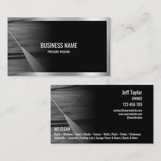 プロフェッショナル加圧洗浄力洗濯黒 名刺 (正面/裏面)