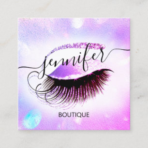 プロフェッショナル化粧Lash qrコードホログラフィックピンキー スクエア名刺