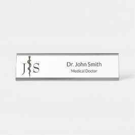 プロフェッショナル医療シンプル白黒 デスクネームプレート