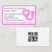 プロフェッショナル医療介護者医療QRコードピンク 名刺 (正面/裏面)