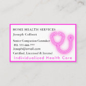 プロフェッショナル医療介護者医療QRコードピンク 名刺 (正面)