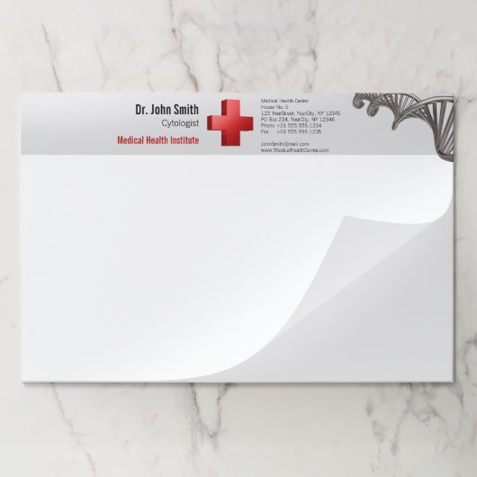 プロフェッショナル医療3DシンボルクロスDNA ペーパーパッド (折り畳み)