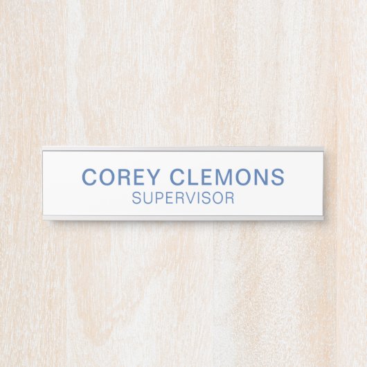 プロフェッショナル名前をカスタムするタイトルオフィスブルー&ホワイト サインプレート (正面)