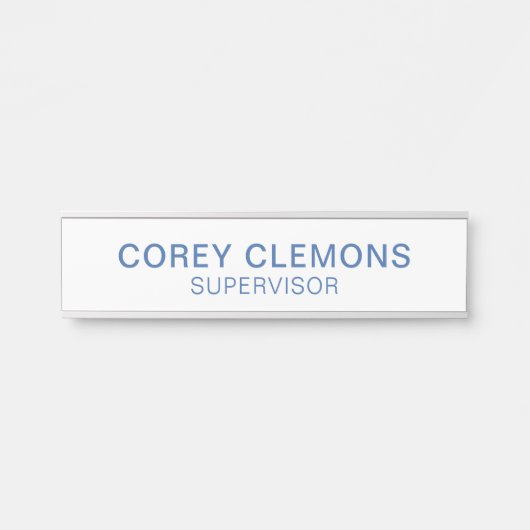 プロフェッショナル名前をカスタムするタイトルオフィスブルー&ホワイト サインプレート (正面)