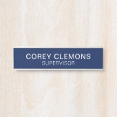 プロフェッショナル名前をカスタムするタイトルブルー&ホワイトオフィス サインプレート (正面)