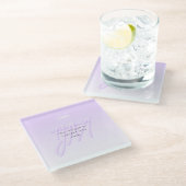 プロフェッショナル名&スローガンテンプレート | ライトパープル ガラスコースター (アングル)