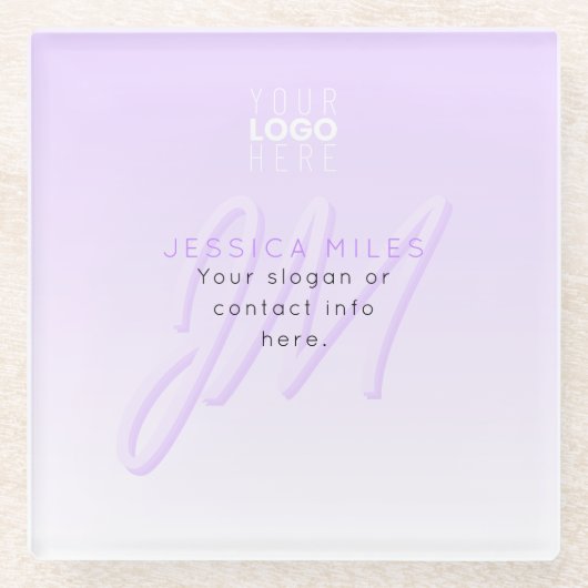プロフェッショナル名&スローガンテンプレート | ライトパープル ガラスコースター (正面)