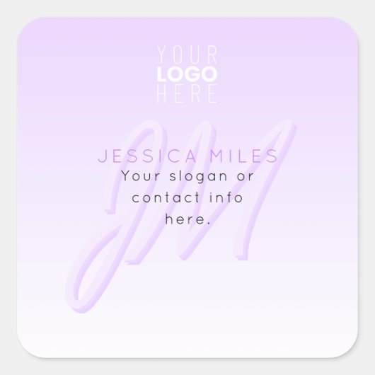 プロフェッショナル名&スローガンテンプレート | ライトパープル スクエアシール (正面)