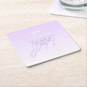 プロフェッショナル名&スローガンテンプレート | ライトパープル スクエアペーパーコースター (アングル)