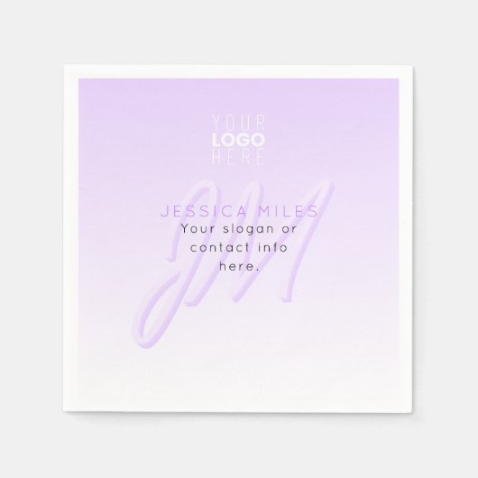 プロフェッショナル名&スローガンテンプレート | ライトパープル スタンダードカクテルナプキン (正面)
