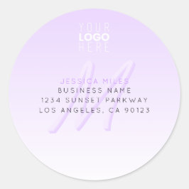 プロフェッショナル名&スローガンテンプレート | ライトパープル ラウンドシール