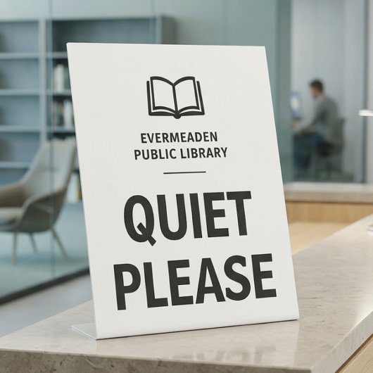 プロフェッショナル図書館 静かにしてください  台座サイン