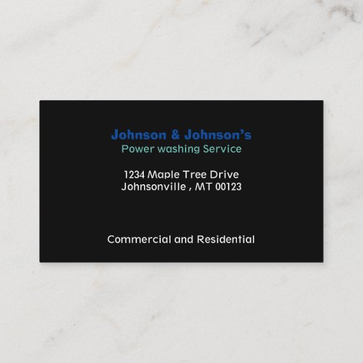 プロフェッショナル圧洗浄サービス事業車 名刺 (裏面)