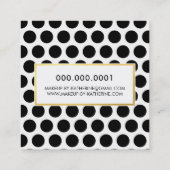 プロフェッショナル大型水玉模様モダンブラック金ゴールド スクエア名刺 (裏面)