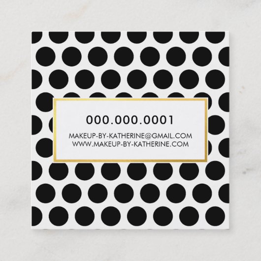 プロフェッショナル大型水玉模様モダンブラック金ゴールド スクエア名刺 (裏面)